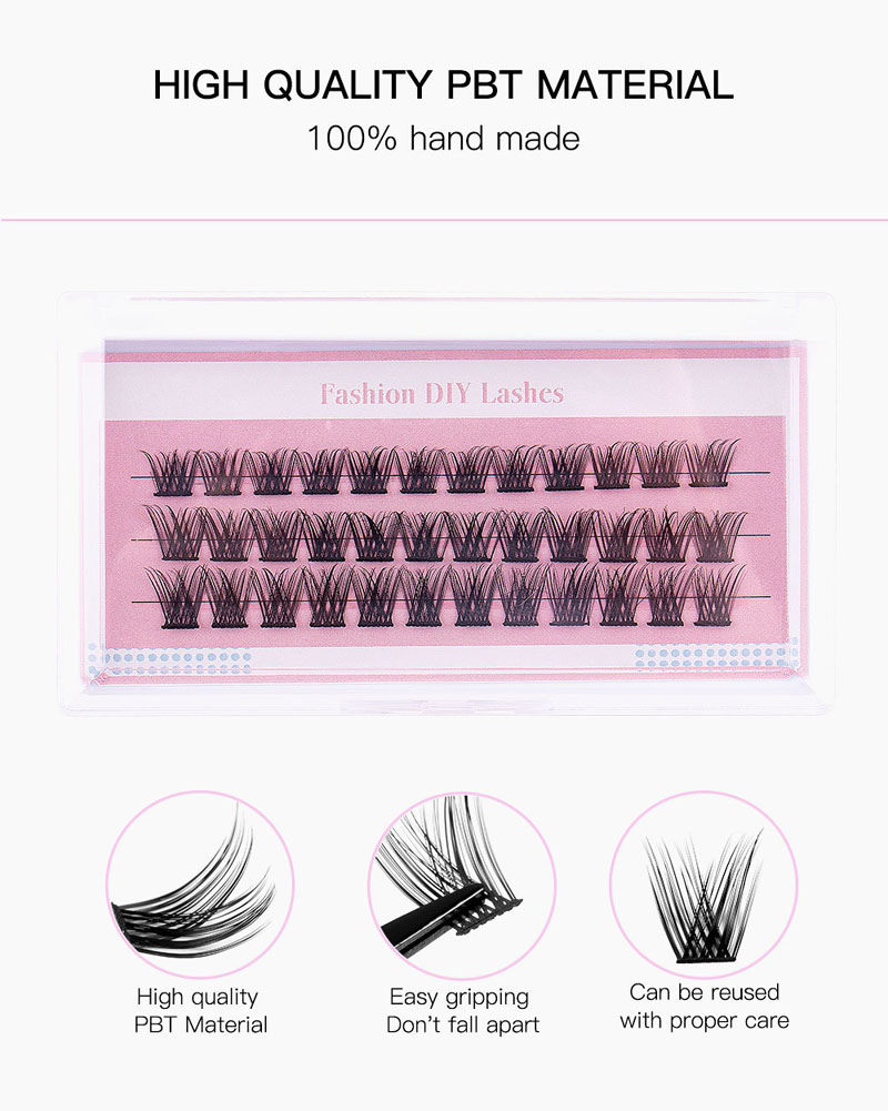 DIY Individual Eyelashes Fluffy Natural Look 36Pcs DIY Cluster Lashes Kit with Lash Bond & Seal Handmade Reusable D Curled Cluster Segmented Eyelashes
