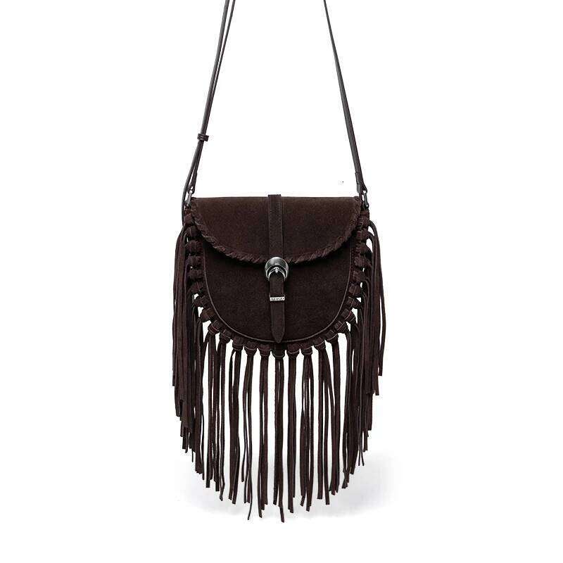 Mendy Tassel Women's Handbag Cross Suede Leather Retro Vintage Saddle Bag 2025 New In Designer Crossbody