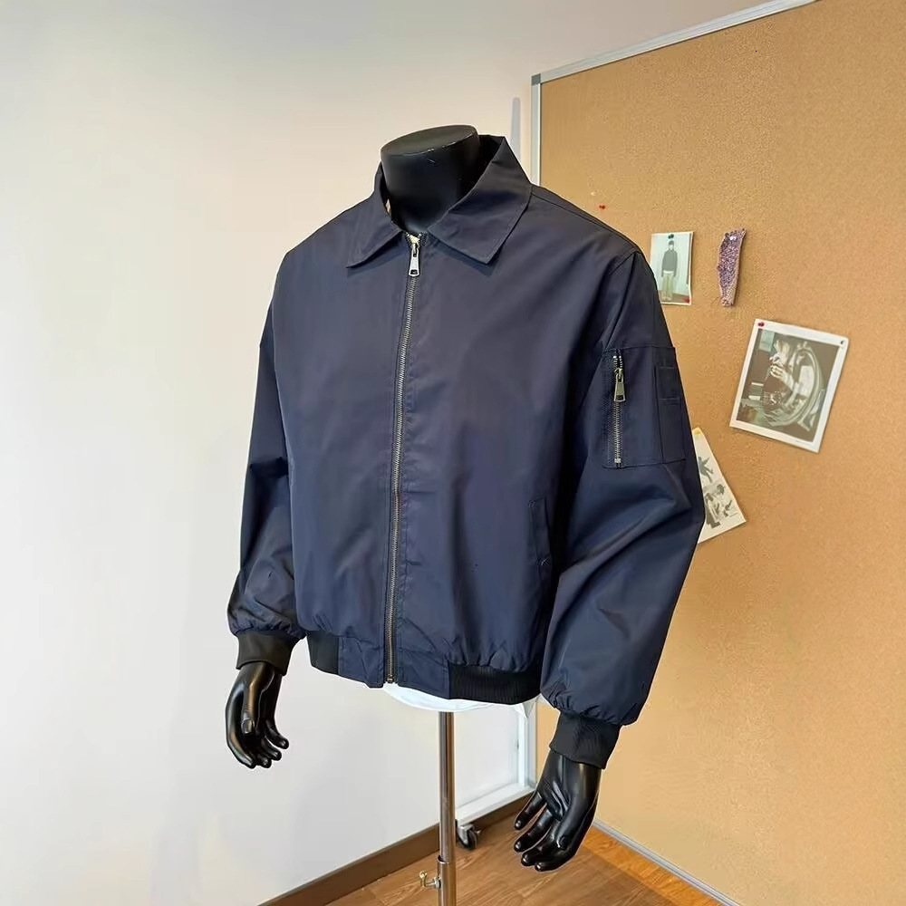 Navy Blue High-end Pilot Jacket For Men Spring And Autumn High Street Trendy Designer Coat Cool American Style Zipper Jacket