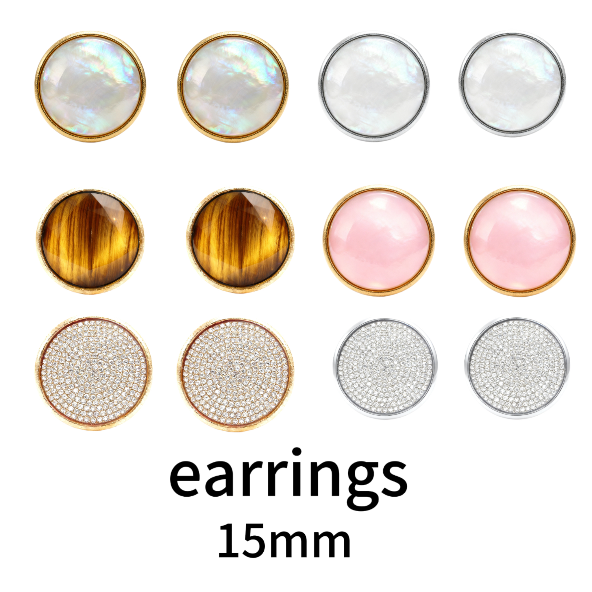 15mm designer pearl stud earrings in gold and silver, featuring floral and plant motifs, luxurious, high-quality, fashionable, and make a great gift. Earrings.