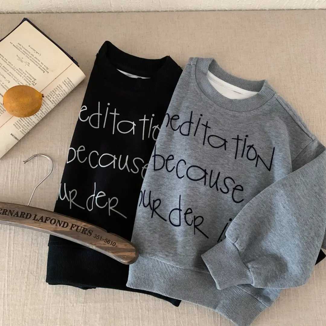 2025 Autumn New Children Long Sleeve Sweatshirt Fashion Letter Print Boys Girls Casual Pullover Baby Cotton Tops Kids ClothesT251030