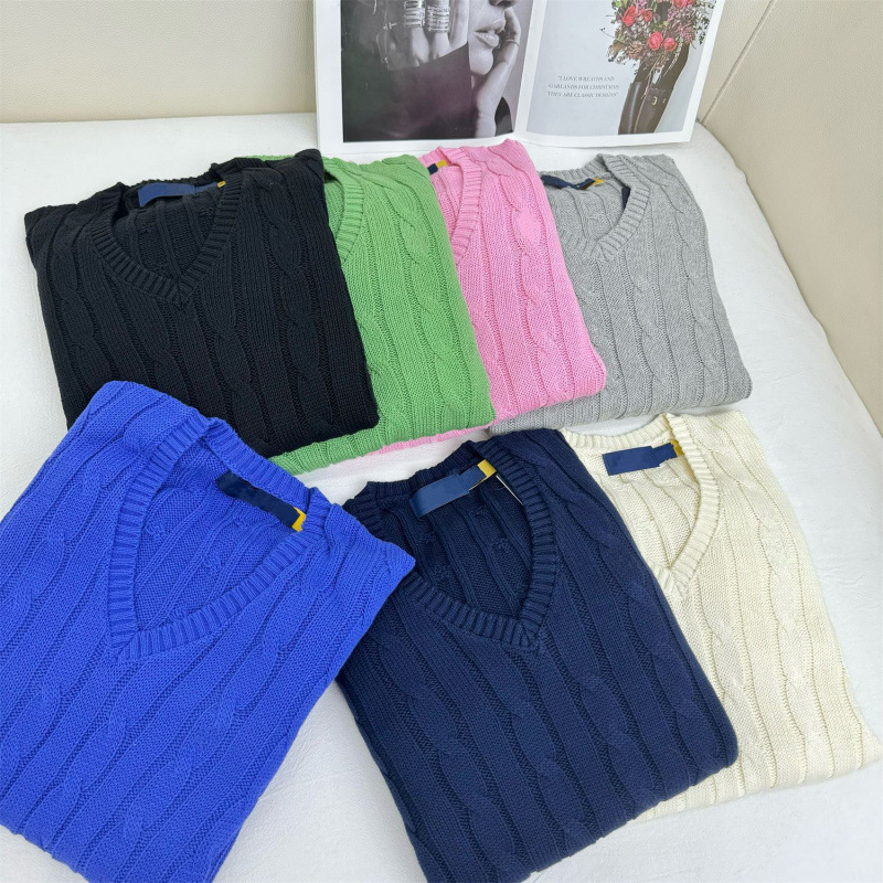 Women's designer Sweaters Women's V-Neck Cable Knit Sweater - Cotton Embroidered Pullover for Casual Loose Fit Comfort