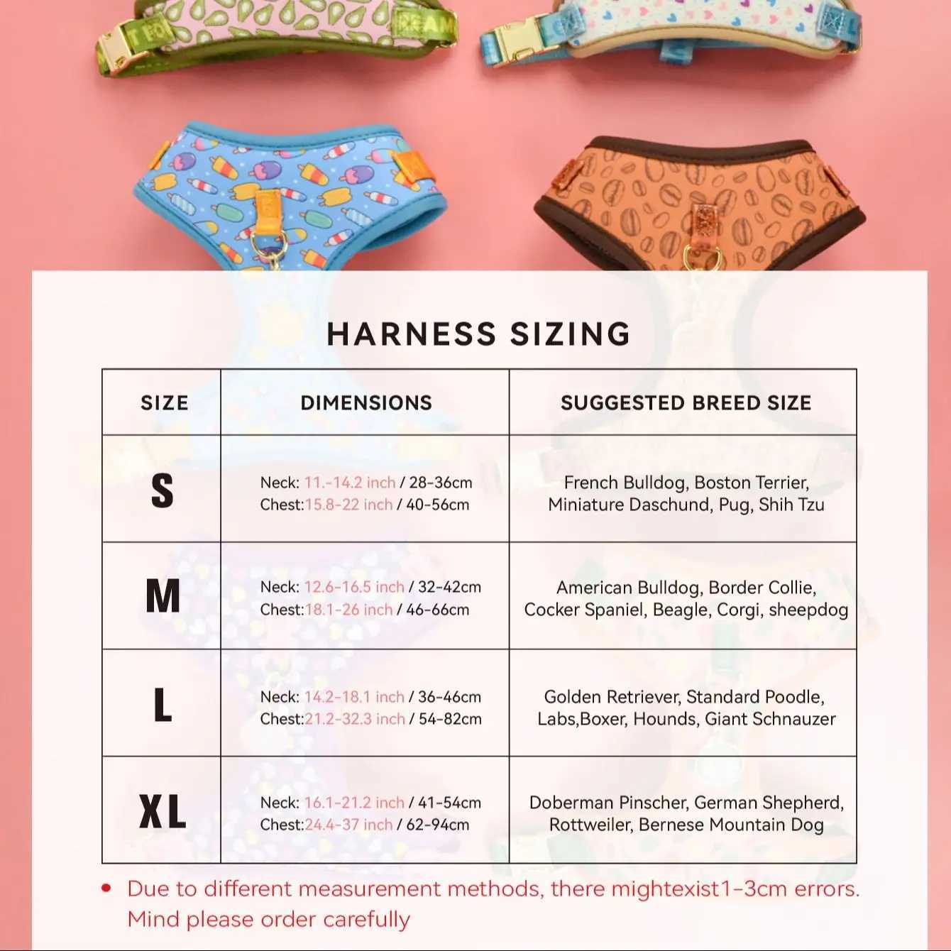 Valentines Day and New Years gift Luxury Design Adjustable Fashion Print Pet Harness1Pcs Color Matching ID Tag Free Send J251129