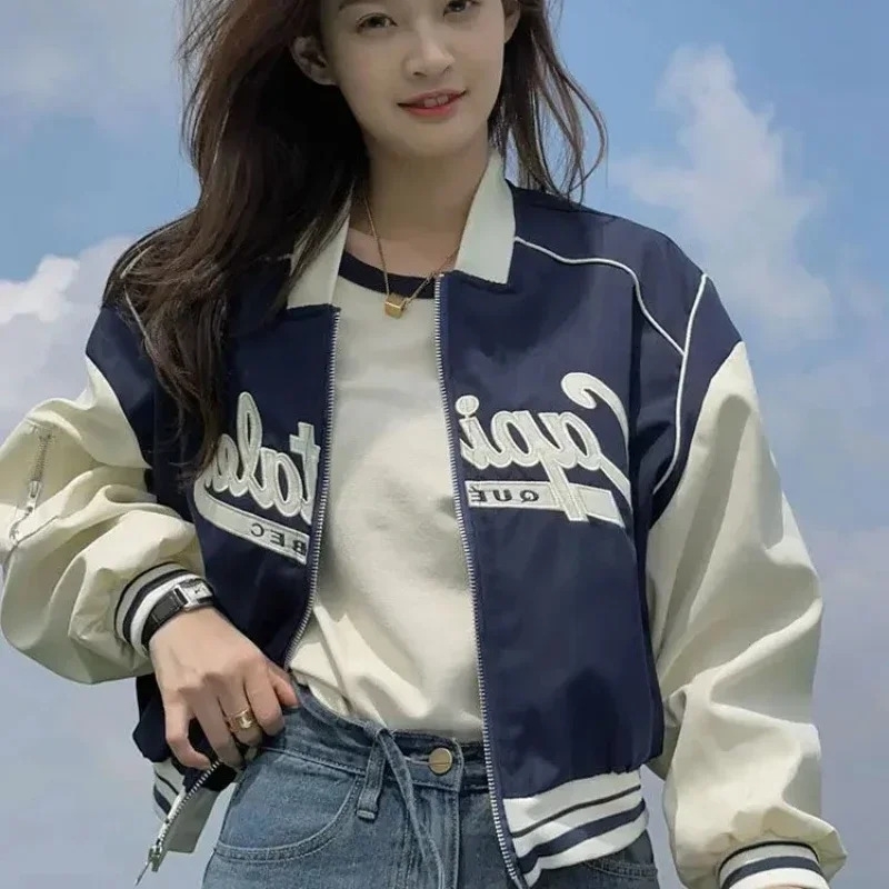 Zipup Baseball Coat Woman Short Letter Bomber Jacket for Women High Quality Offer Elegant Fashion Lined Deals 251029