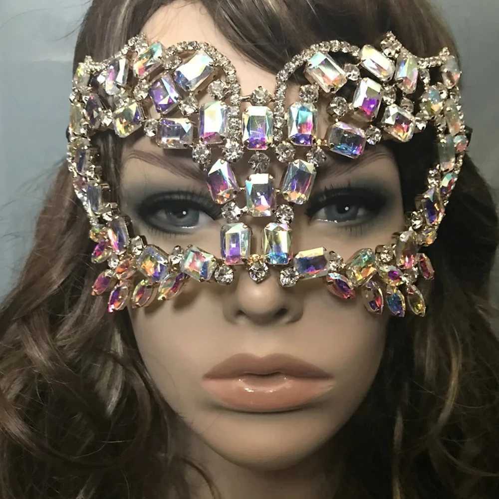Stonefans Square Rhinestone Mask Masquerade Halloween for Women Party Accessories Costume Sexy Crystal Half Face Mask JewelryW251029
