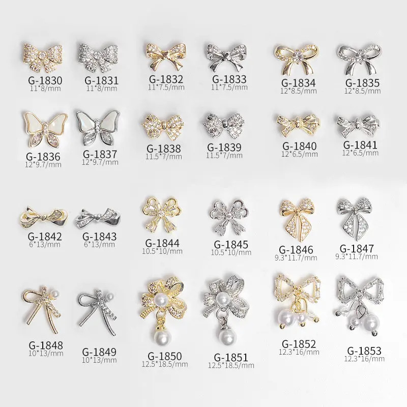 10pcslot 3D Kawaii Bow Zircon Crystals Metal Alloy Rhinestones Jewelry Nail Art Decorations Nails Accessories Charms Supplies 251027