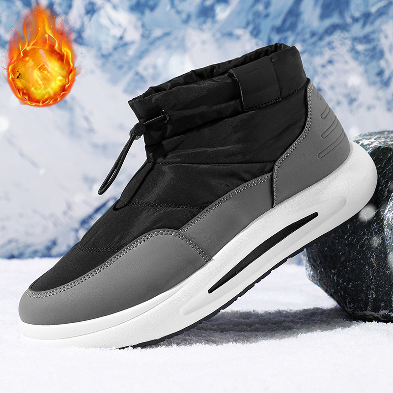 New men's snow boots with winter wool lining and warm boots, high top waterproof and anti slip down shoes, men's bread shoes, designer shoes