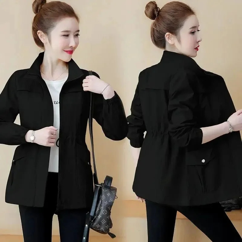 2025 Short Jacket Women Double Layer Windbreaker Autumn Casual Slim Coat Fashion StandUp Collar Casual Ladies Jacket 251030