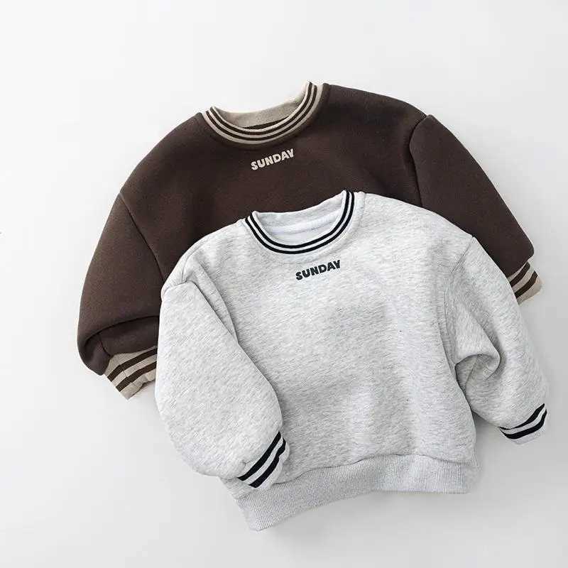 2025 Winter New Children Long Sleeve Fleece Sweatshirt Boys Girls Warm Pullover Baby Casual Tops Kids Plus Velvet SweatshirtT251030
