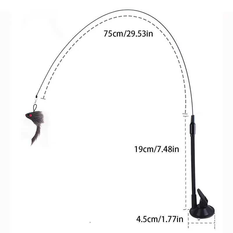 Funny Cat Toys Suction Cup Cat Teaser Stick Removable Handheld Cat Interactive Toy Mouse Feather Bell Pet Supplies S251029{category}