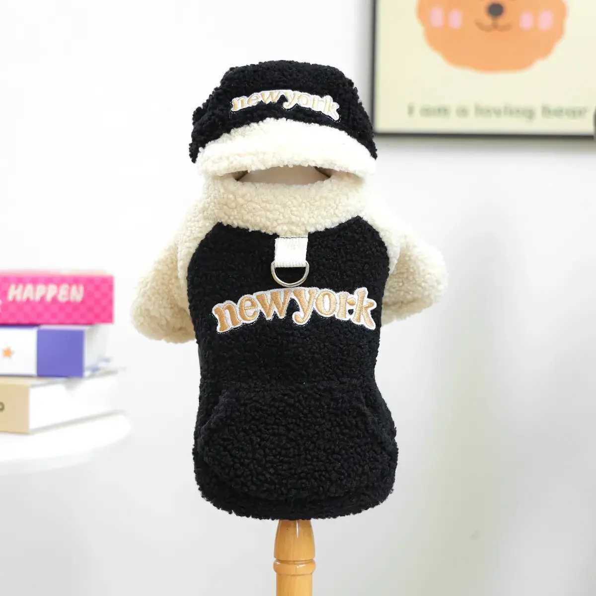 Autumn and Winter Pet Lamb Fleece Hoodie Cute Kitten Xiu Embroidered Plush Hat Dog Clothes for Small Dogs Puppy Clothes C251030