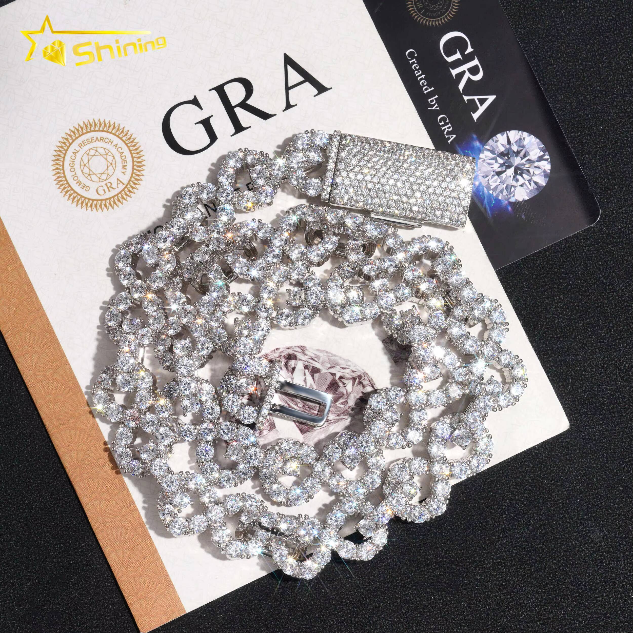 Pass Diamond Tester Cuban Link Chains 925 Sterling Silver Necklaces Hip Hop Men Fashion 13mm 15mm Moissanite Cuban Link