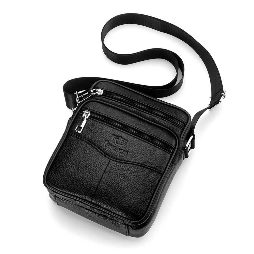 HighQuality Large Capacity Mens Messenger Bag Genuine Leather Crossbody Single Shoder Bag with MtiLayer Zipper Y251011