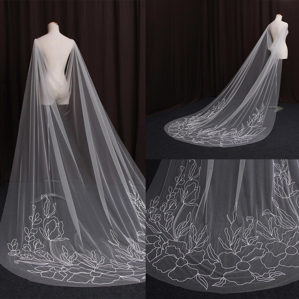 Good-looking Bridal Veils Women One-Layer Beading Edge Bride Complementos Wedding Accessories Velo De Novia Customized