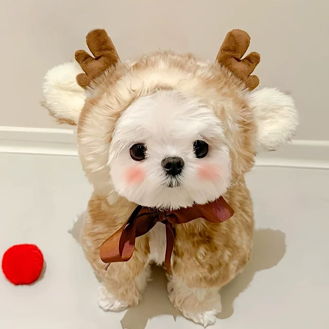 T1932 Puppy Cape Warm Pajama Robe Shawl Nightgown Sleeping Blanket Pet Christmas Reindeer Clothes Bichon Frise