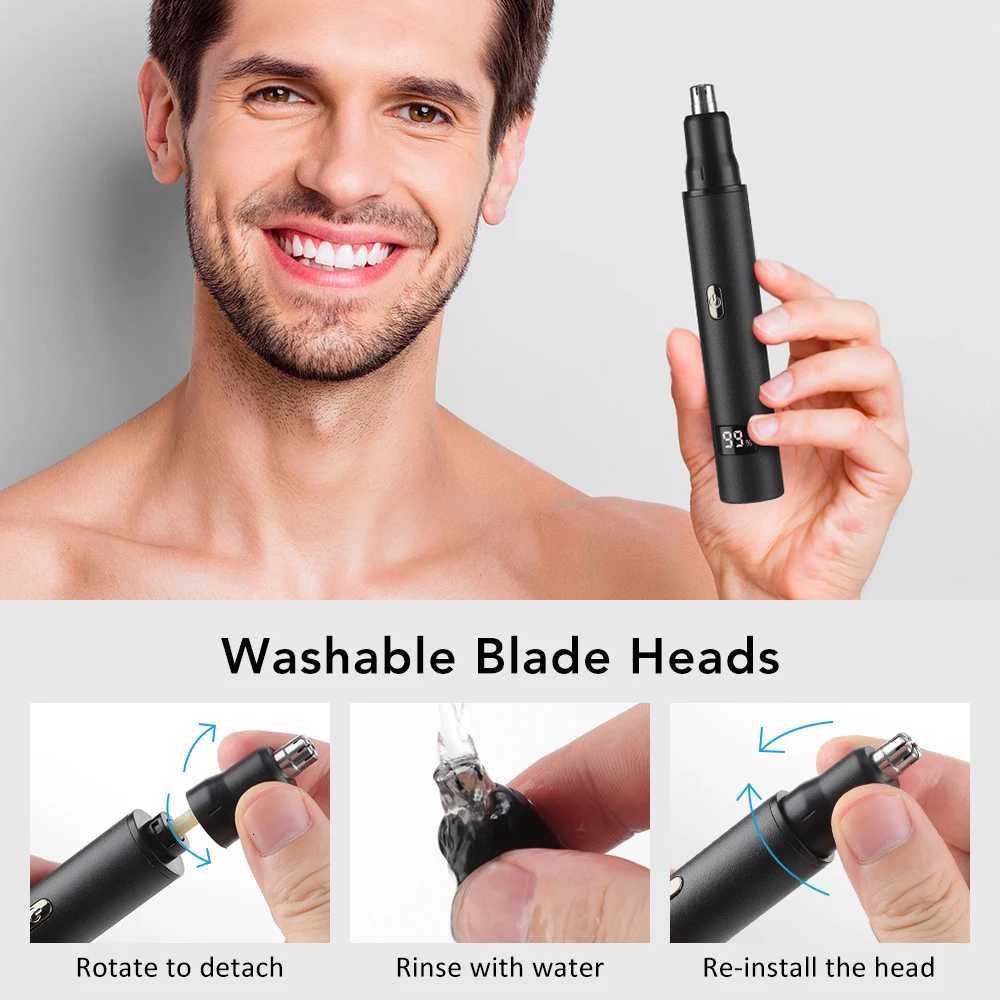 3 in 1 Electric Nose Ear Hair Trimmer for Men LED Display Painless Sideburns Eyebrow Beard Hair Clipper Shaver USB Rechargeable M251030