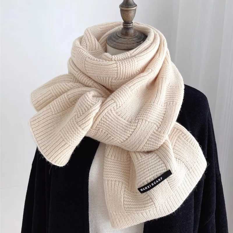 Korean Style Knitted Scarf for Men Women Autumn Winter Solid Color Fashion Simple Literary Thicken Warm Long Neckerchief BufandaW251030