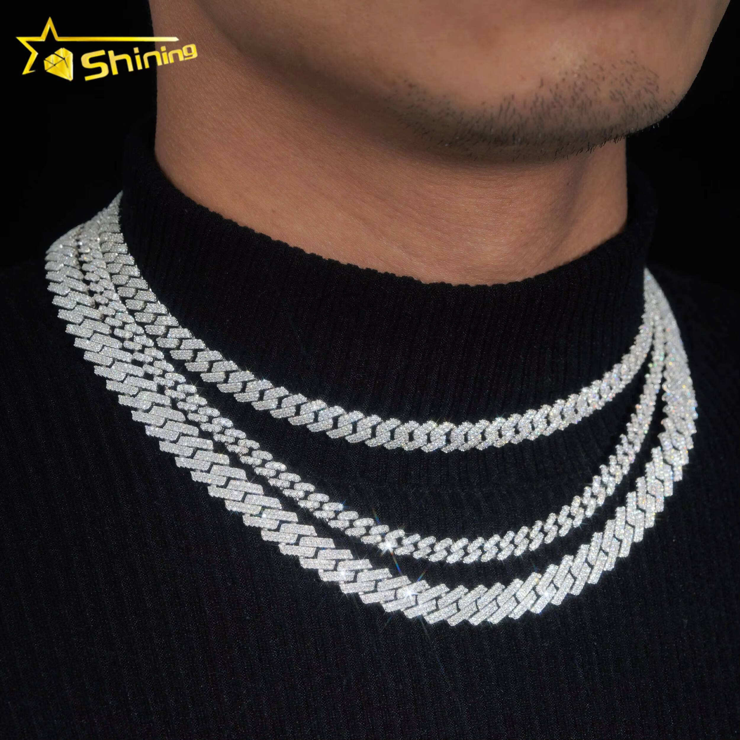 Fine Jewelry Top Selling 925 Sterling Silver Moissanite 6mm 8mm 10mm Cuban Necklace Bracelet Men Iced Out Cuban Link Chain