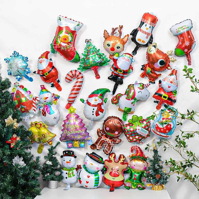 10pcs Mini Christmas Foil Balloons Santa Claus Snowman Elk Balloon Kids Birthday Christmas Decoration Navidad New Year Supplies C251030