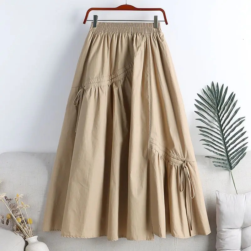 High Waist Midi ALine Skirt Slimming Asymmetrical Tie Spring 2025 Womens Faion flength Skirts 251028
