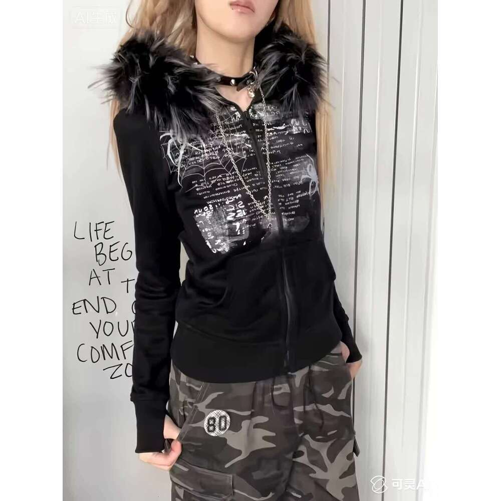 Women S Hoodie Black With White Lettering Zip Up Pullover Hooded Sweatshirt For Everyday Formal Outfits All Season Casual Wear Hoodie Comfortable