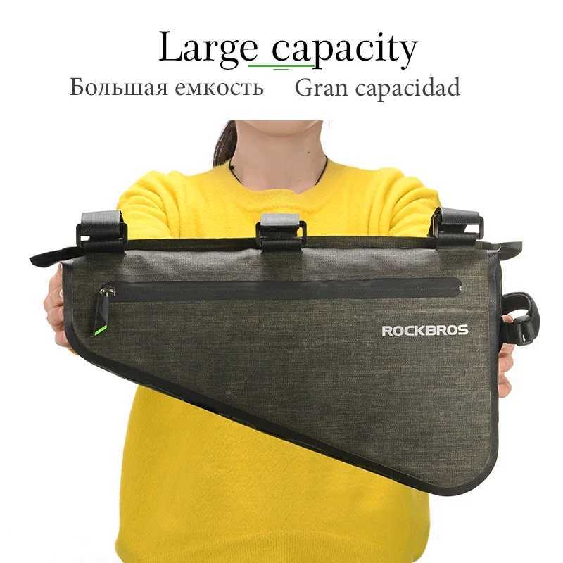 ROCKBROS Bike Triangle Bag Portable Large Capacity Rainproof Cycling Bag MTB Road Bicycle Front Frame Tube Bags Accessories H251029
