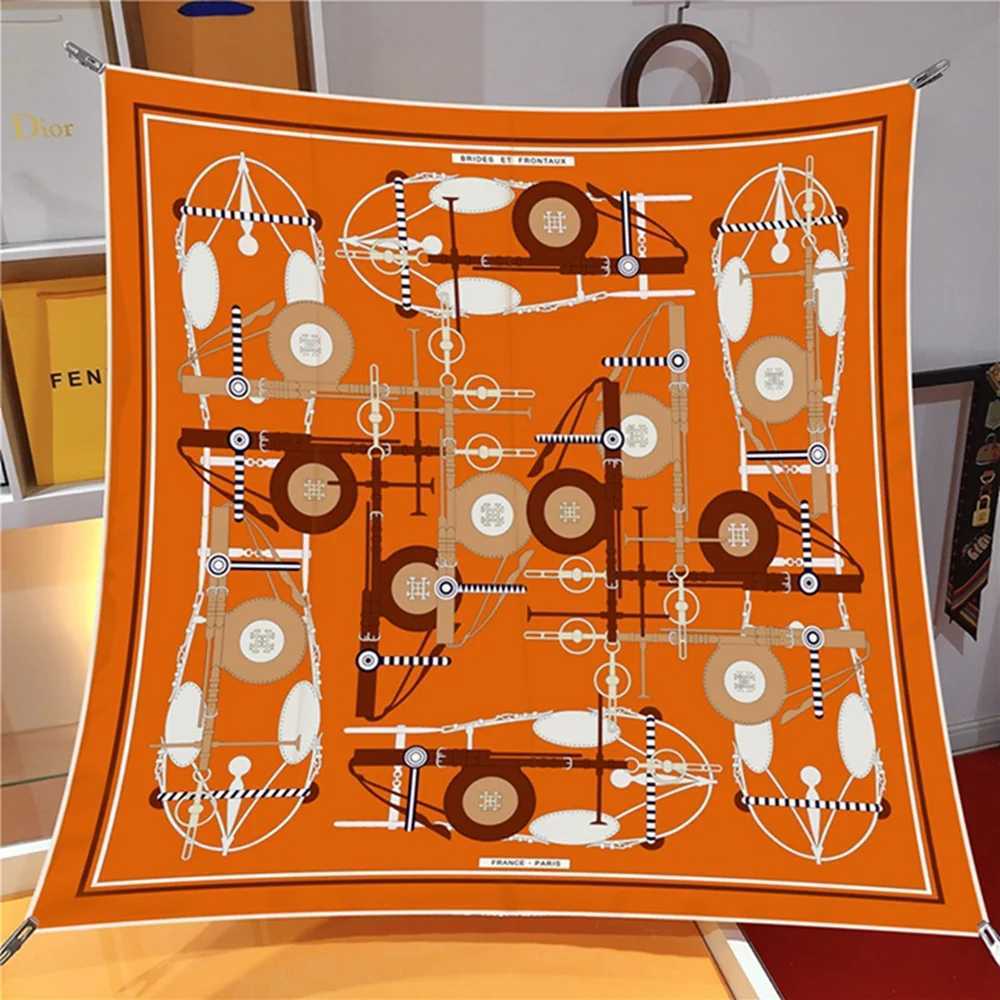 90x90cm Silk Scarf Women French Retro Bandana Shawl Wrap Fashion Twill ElegantW251029