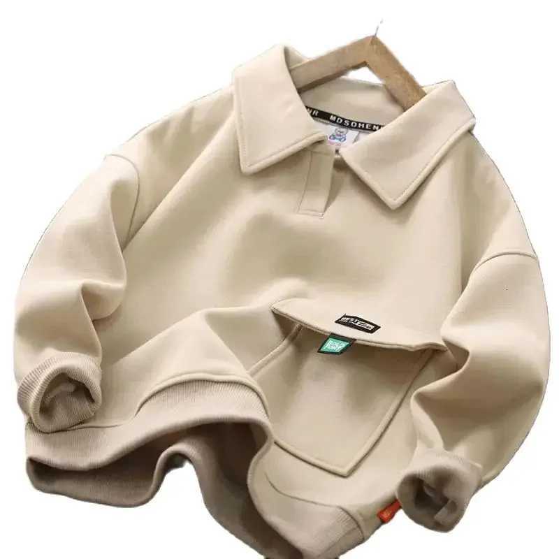 Spring Autumn Sweatshirt Boys Flip Neck Head Pullover Childrens Casual Fashion Top 2024 New Teenagers Solid Color Clothes 414YT251030