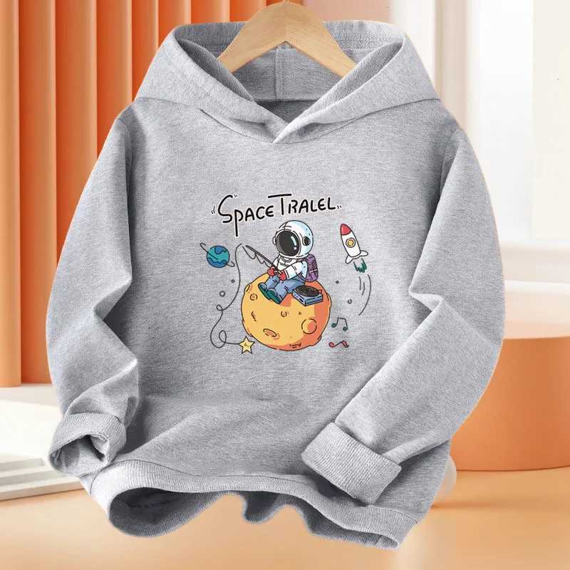 Boys 314Year Cartoon Space Astronaut Fishing The Moon Long Sleeve Hoodie Children Funny Tops Kids Cotton Basic CoatT251030