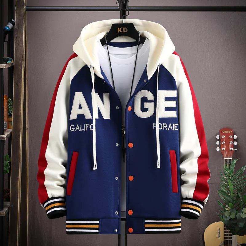 Korean Fashion Mens Jackets Spring Autumn Streetwear Print Coats Men Casual Trend Clothing Hooded Baseball 251028