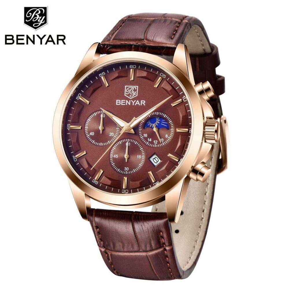 BENYAR New Round Casual Spiral Crown Pin Buckle Luminous Calendar Men's Quartz Watch BY-5160