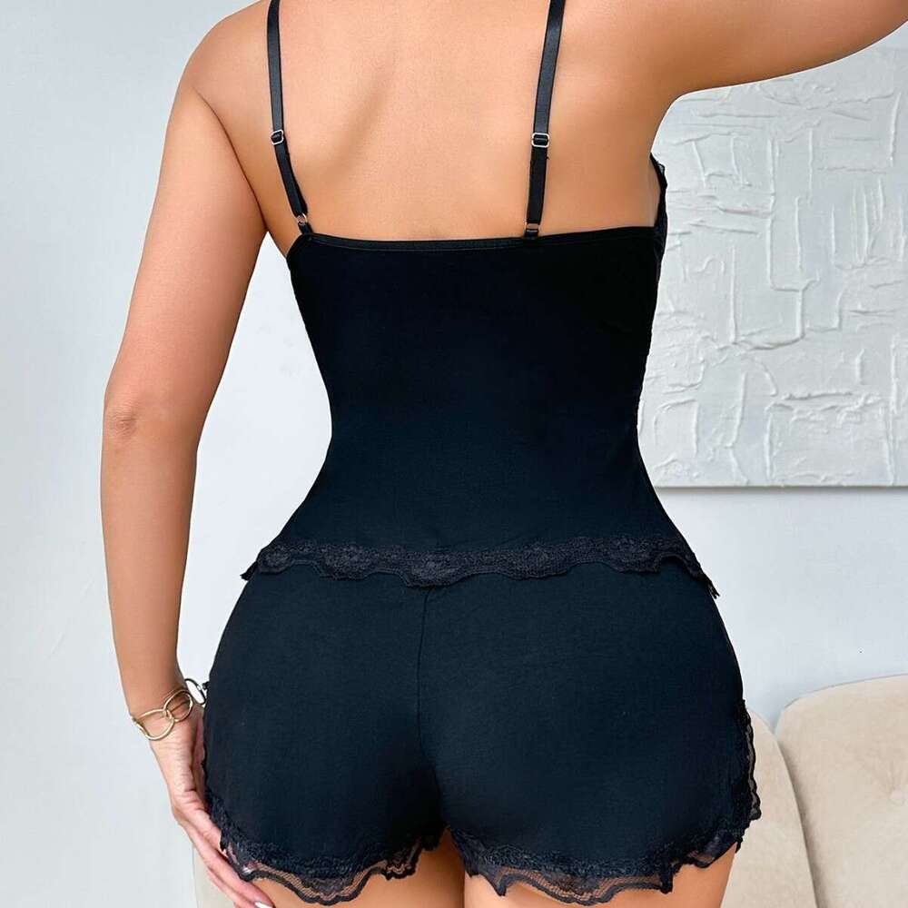 Hot-selling TikTok New Lace Sexy Women's Camisole Shorts Two-piece Pajama Set