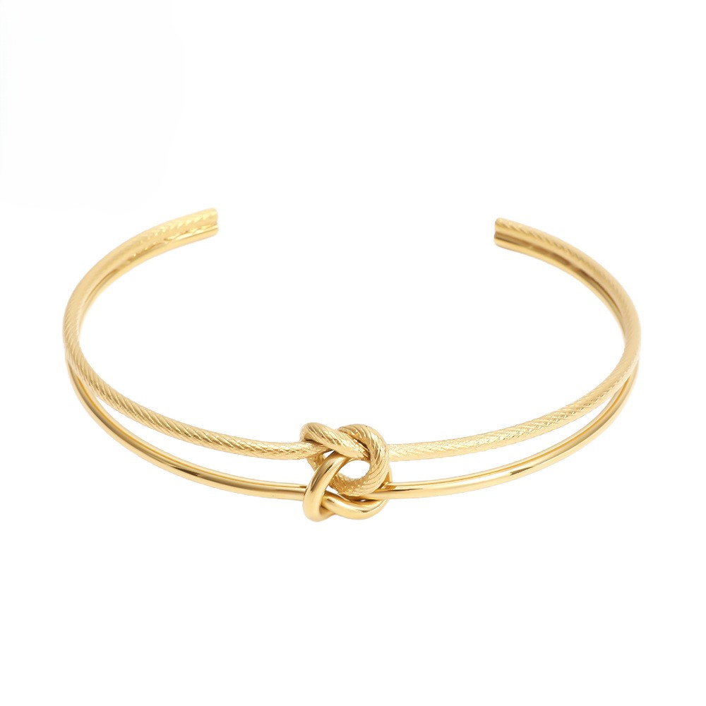 TaiYang New Double-Wrap Heart Knot Bracelet, Adjustable Open Cuff in Rose Gold Plated Copper for Unisex Wear For Women
