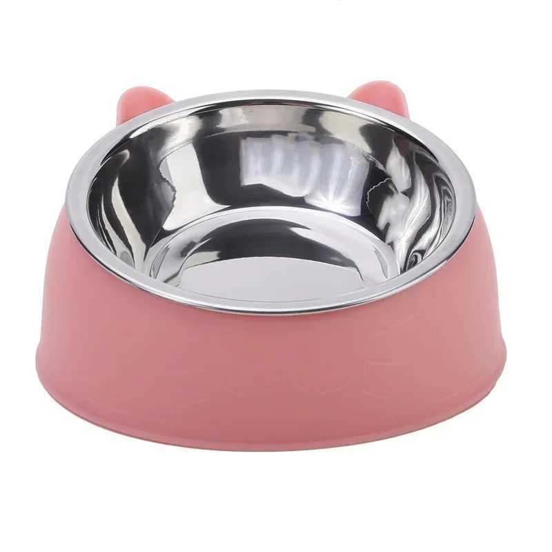 100ML Cat Dog Bowl 15 Degrees Raised Non Slip Puppy Base Cat Food Drinking Water Feeder Tilt Safeguard Neck Pet Bowl Accessories J251113