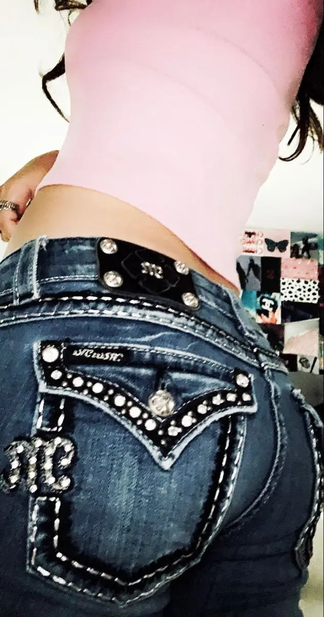 Y2k Gothic Women Miss Flared Jeans Blue Retro Washed Rhinestone Embroidery Baggy Jean High Waist Streetwear Hip Slim Denim Pants 251029