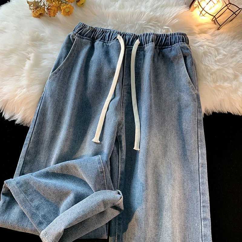 New Autumn Men Baggy Jeans Elastic Waist Korean Fashion Denim Wide Leg Pants Vintage Blue Trousers Streetwear Male Brand J251030