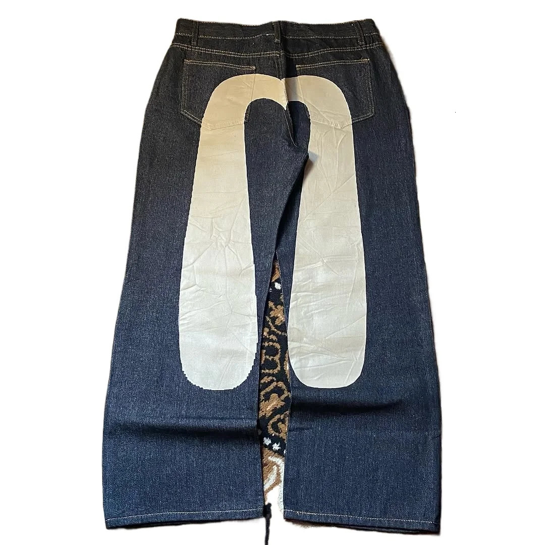 Retro Y2K Unique Halo Mprint Silhouette Wideleg Jeans Visual Impact Super Large Pattern Printed Jeans Trendy Pants 251029