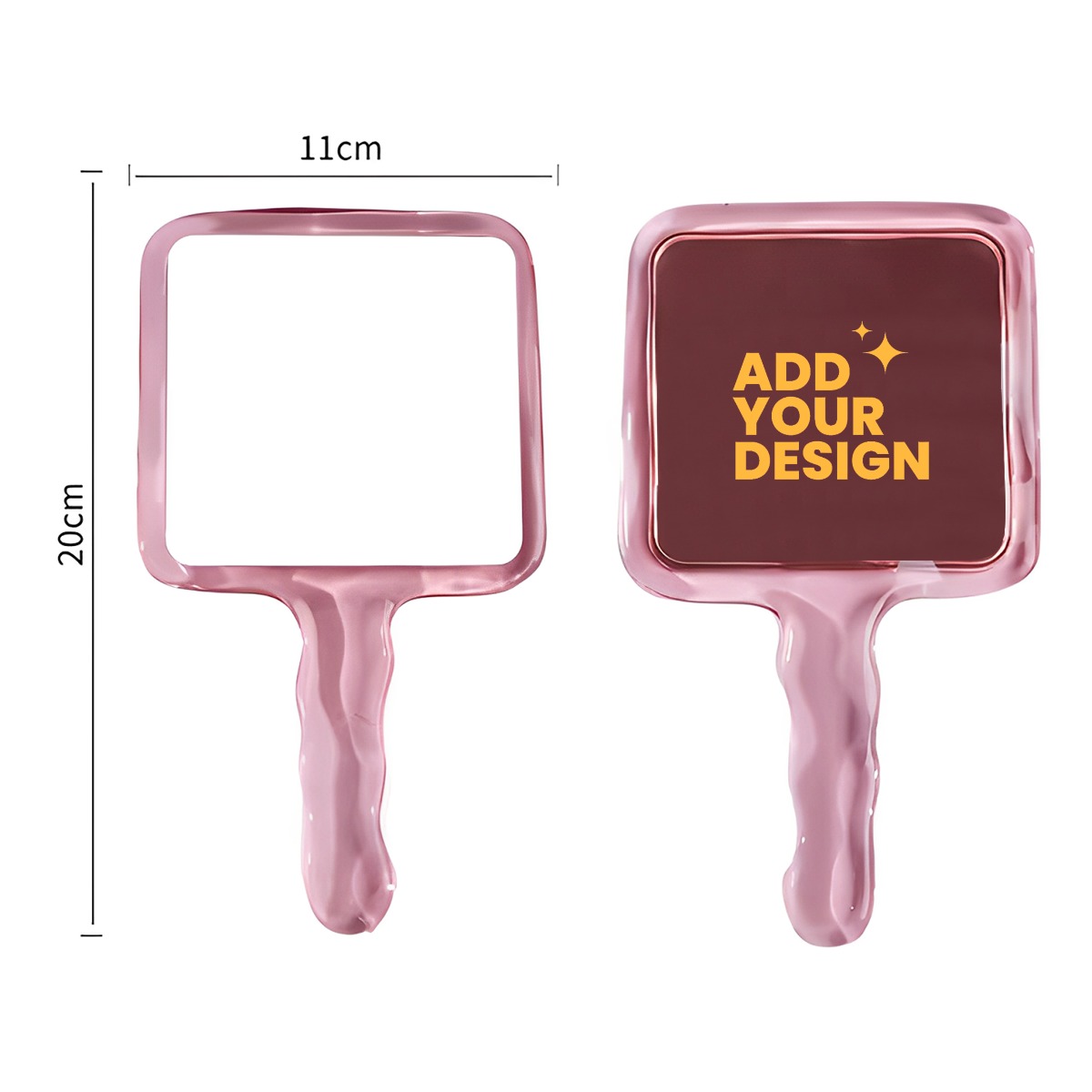Pink Handheld Mirror, Cute Water Drop Shape Makeup Mirror with Ergonomic Handle, HD Glass for Precision Cosmetics & Touch-Ups