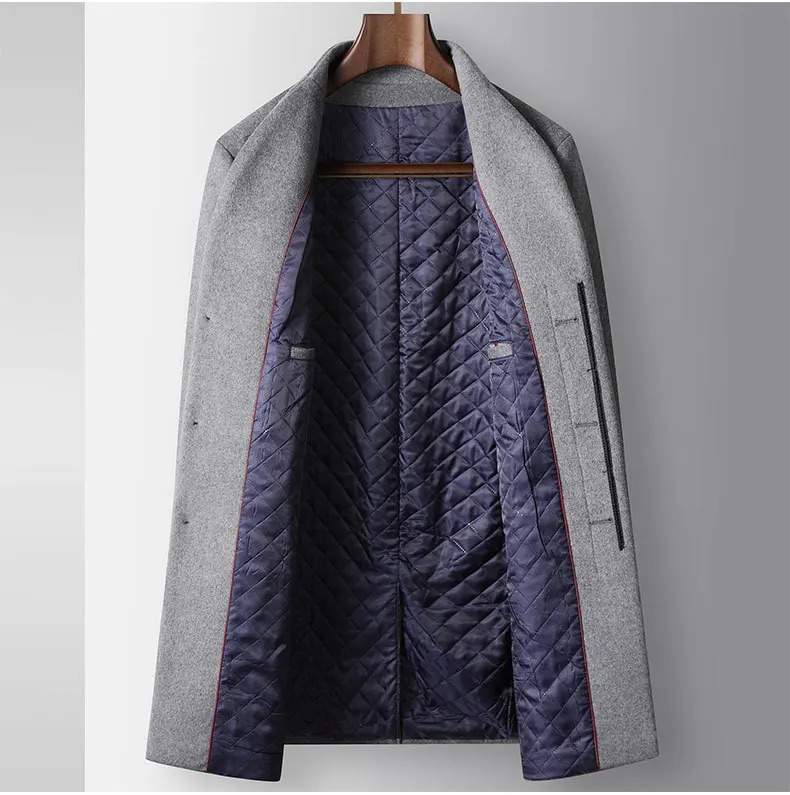 Winter Men Stand Collar Business Trench Coats Casual Long Jackets Male Cashmere Overcoats Man Woolen Blends Size 6XL 251029