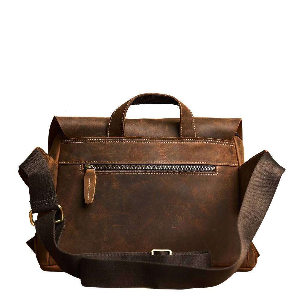 Designer bag 52 PHILI BULL Genuine Leather Men's Vintage Fashion Shoulder Crossbody Casual Commuter Messenger Bag Retro Style