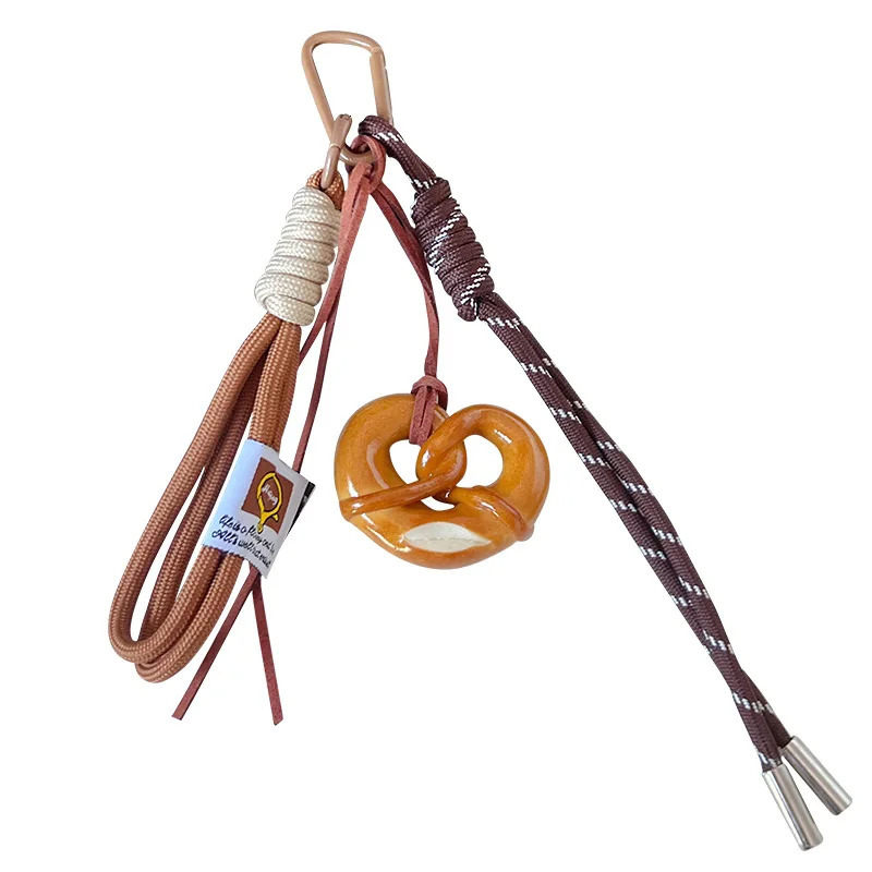 Fashion Multi Element Love Bag Pendant Nylon Rope Cute Creative Alkali Bread Ornament Key Holder Pendant Keychain Decor Gift 251030