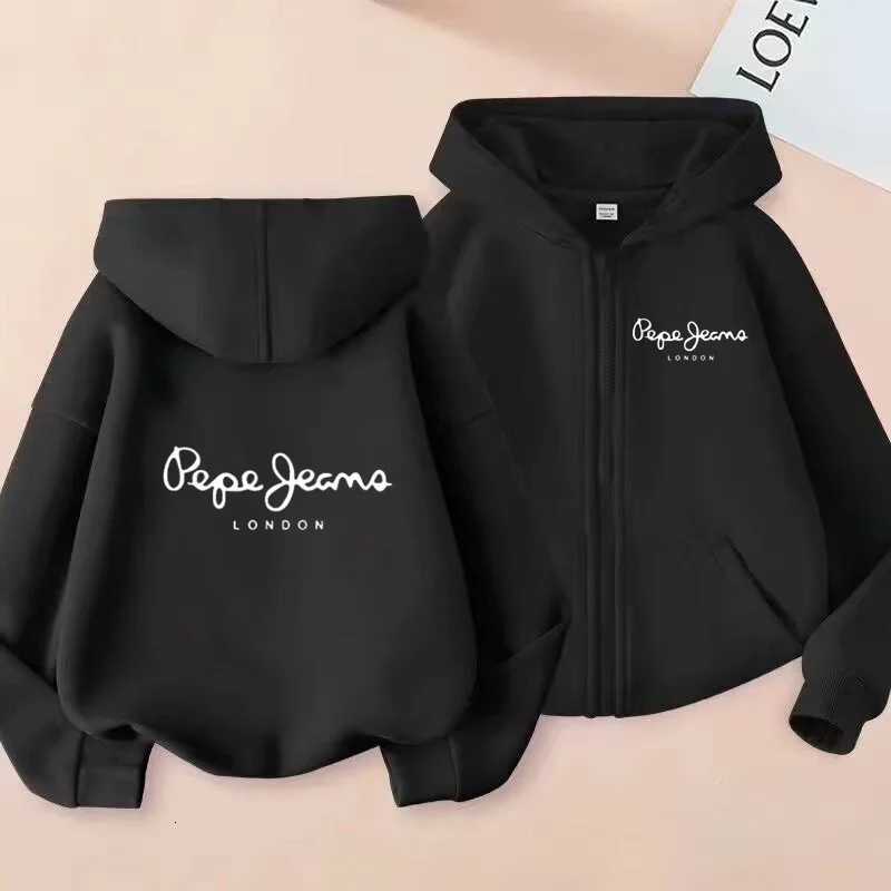 Childrens Black Sweatshirt Letter Zipper Style Long Sleeve Hoodies Girls Boy Top 312Yrs Casual Fashion Sports Charming ClothesT251030