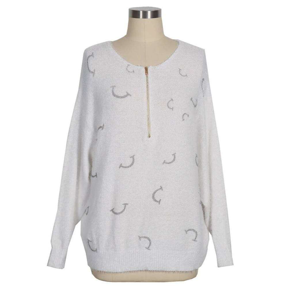 Women's V Neck Long Sleeve Sweater Casual Loose Fit Pullover Sexy Zipper Warm Knit Printed 2025 Fashion Trend For Women Designer Sweater Women Be