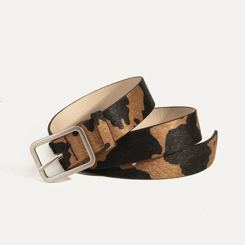 Colorful Cow Print Belts Fashionable Simulated Animal Fur Belts Zinc Alloy Buckles Woman Apparel Accessories 251030