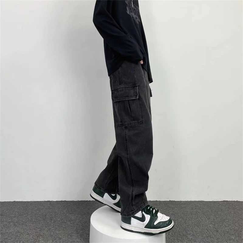 Oversize Streetwear Mens Baggy Jeans Y2K Cargo Wide Leg Pants Fashion Harajuku Hip Hop Loose Straight Korean Autumn Denim Pants J251030