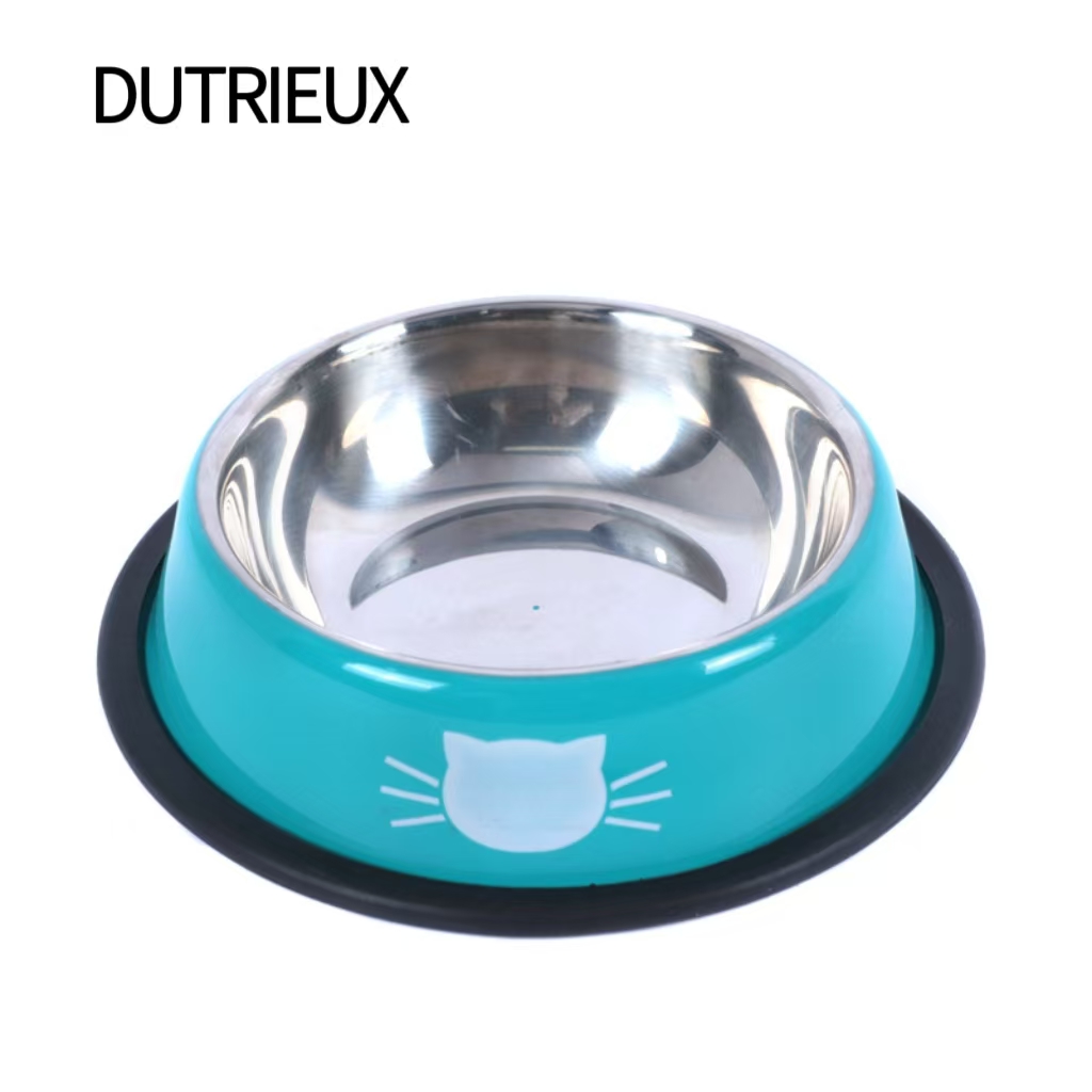 H1196 Non-slip stainless steel pet bowl, anti-tipping design, dropshipping available.
