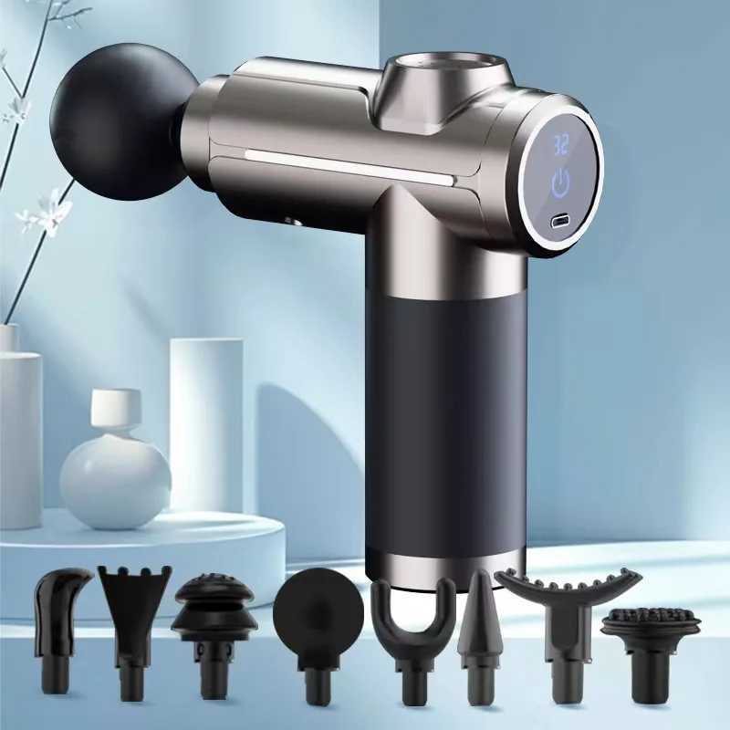 Electric Muscle Relaxor Fascia Gun with 8 Heads Touch Screen Fitness Grade Neck Membrane Grabbing Device Massage Machine Vibrati J251030