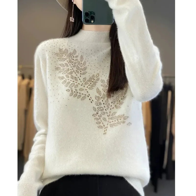 Women Sweaters Thick Warm Autumn Winter Mock Neck Fashion Pullovers Long Sleeve Basic Jumper Knit Bottoming Shirt Korean Sweater 251028