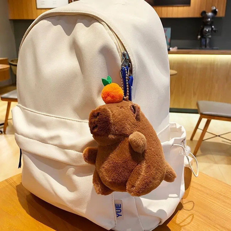 120PCS Plush Persimmon Wagging Tail Capybara Key Pendant Cute Plush Keychain Plush Doll Toy Schoolbag Pendant Gift Pendant 251029