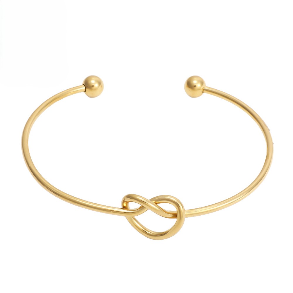 TaiYang New Double-Wrap Heart Knot Bracelet, Adjustable Open Cuff in Rose Gold Plated Copper for Unisex Wear For Women